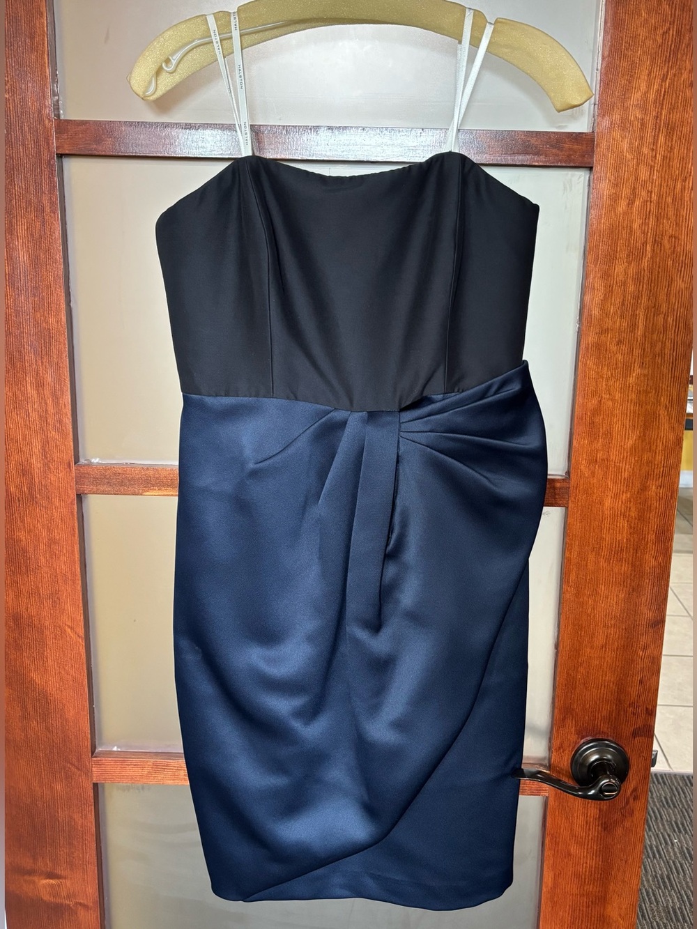 Halston Heritage Black & Navy Strapless Dress